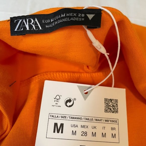 Zara Tangerine Dress Orange Fitted Thin Elastic Strap - Picture 6 of 6
